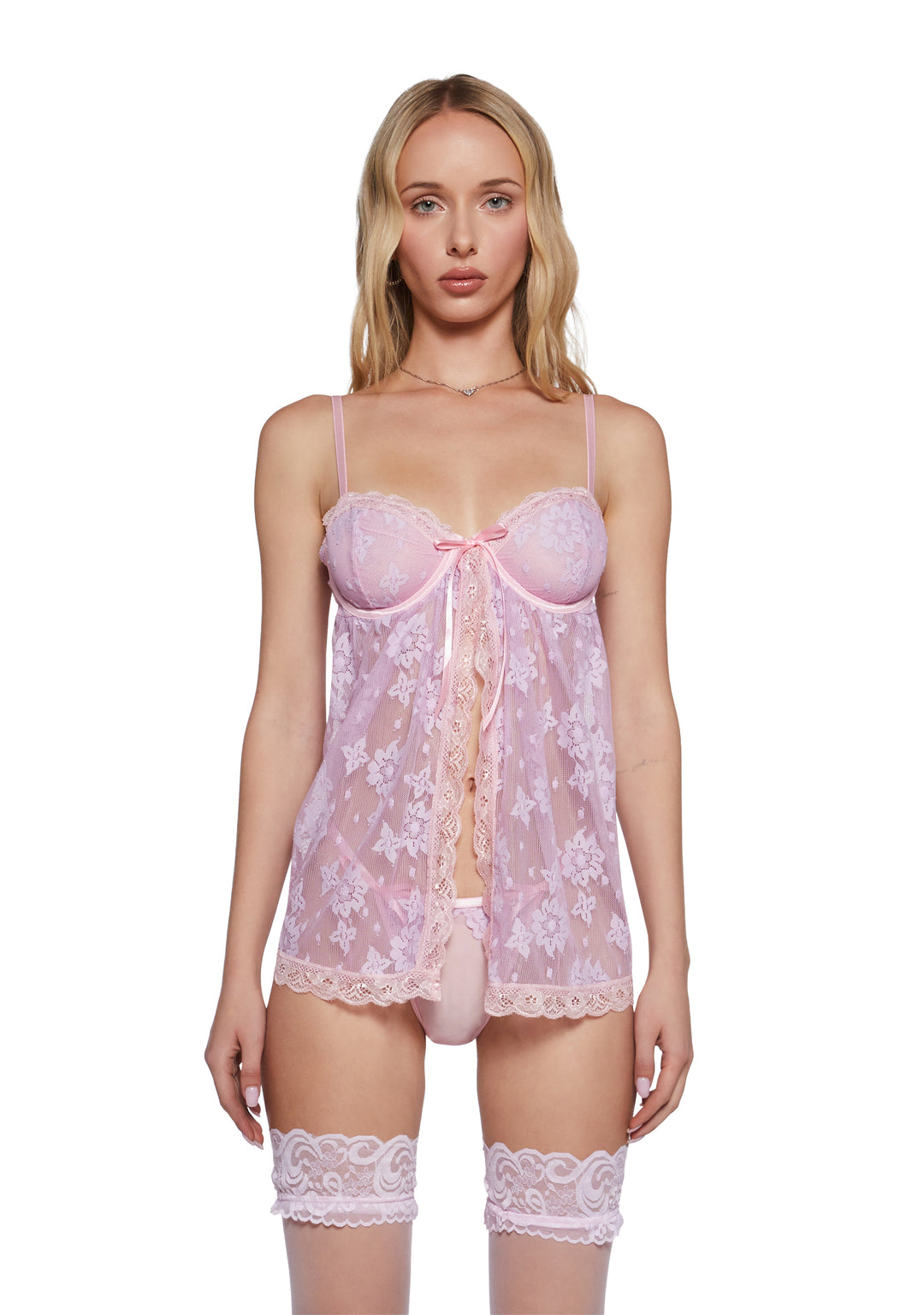 Womens Sexy Lace Teddy And Thong Lingerie Set Vday Sugar Thrillz -Purple