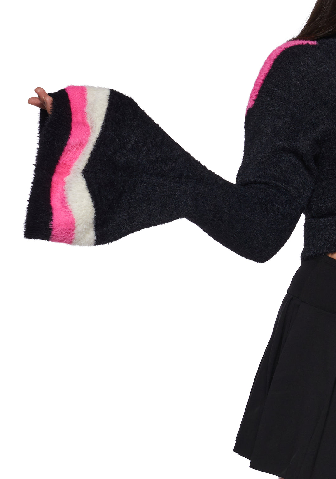 Fuzzy Knit Turtleneck Techno Cropped Sweater Club Exx - Multi - Image 11