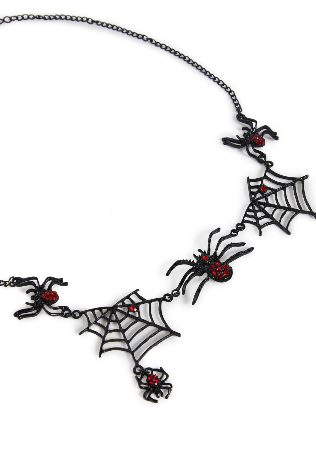 Spider Gemstone Web Statement Necklace - Black - Image 2