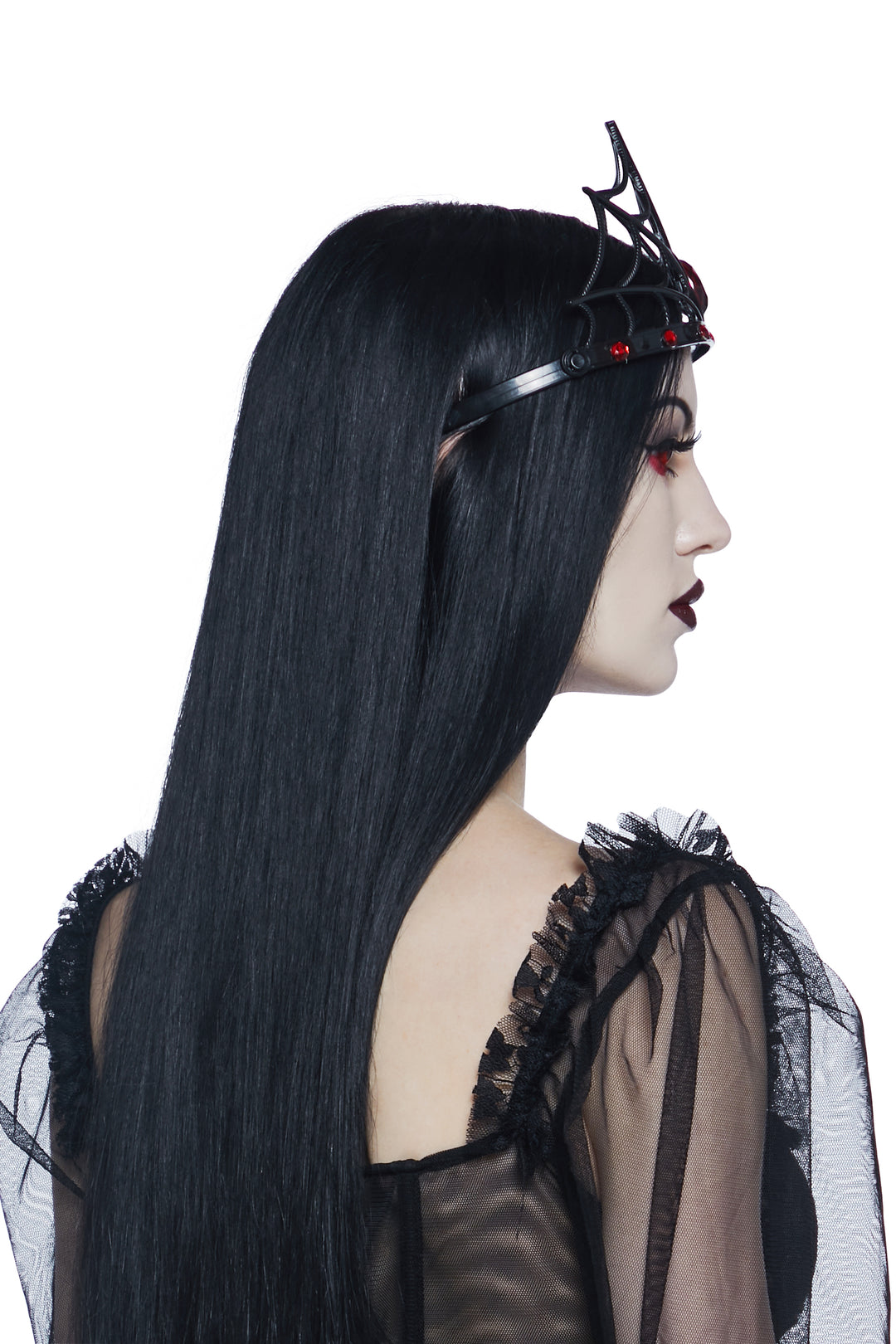 Spiderweb Gemstone Headband Tiara Crown - Black - Image 3