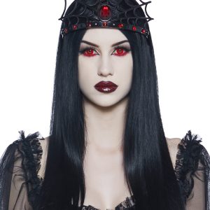 Spiderweb Gemstone Headband Tiara Crown - Black