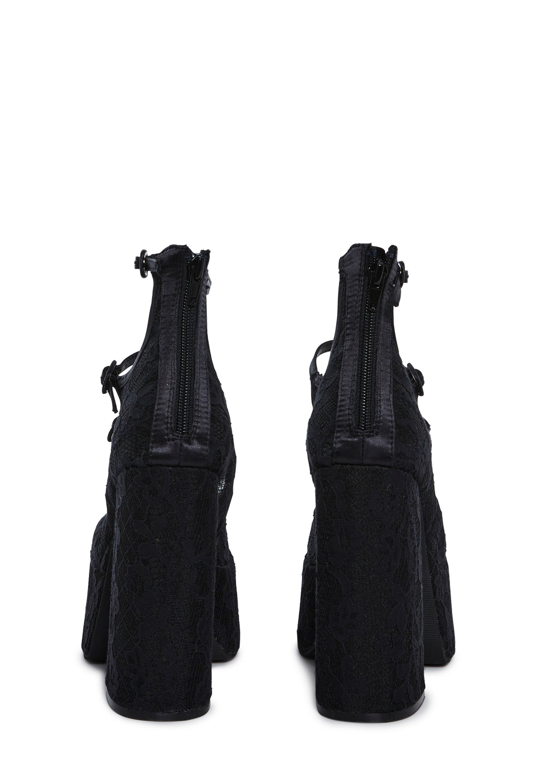 Floral Lace Bow Platform Heels Sugar Thrillz - Black - Image 4