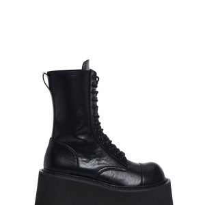 Current Mood Punk Treaded Platform Soles With Lace Up And Zipper Closures - Black