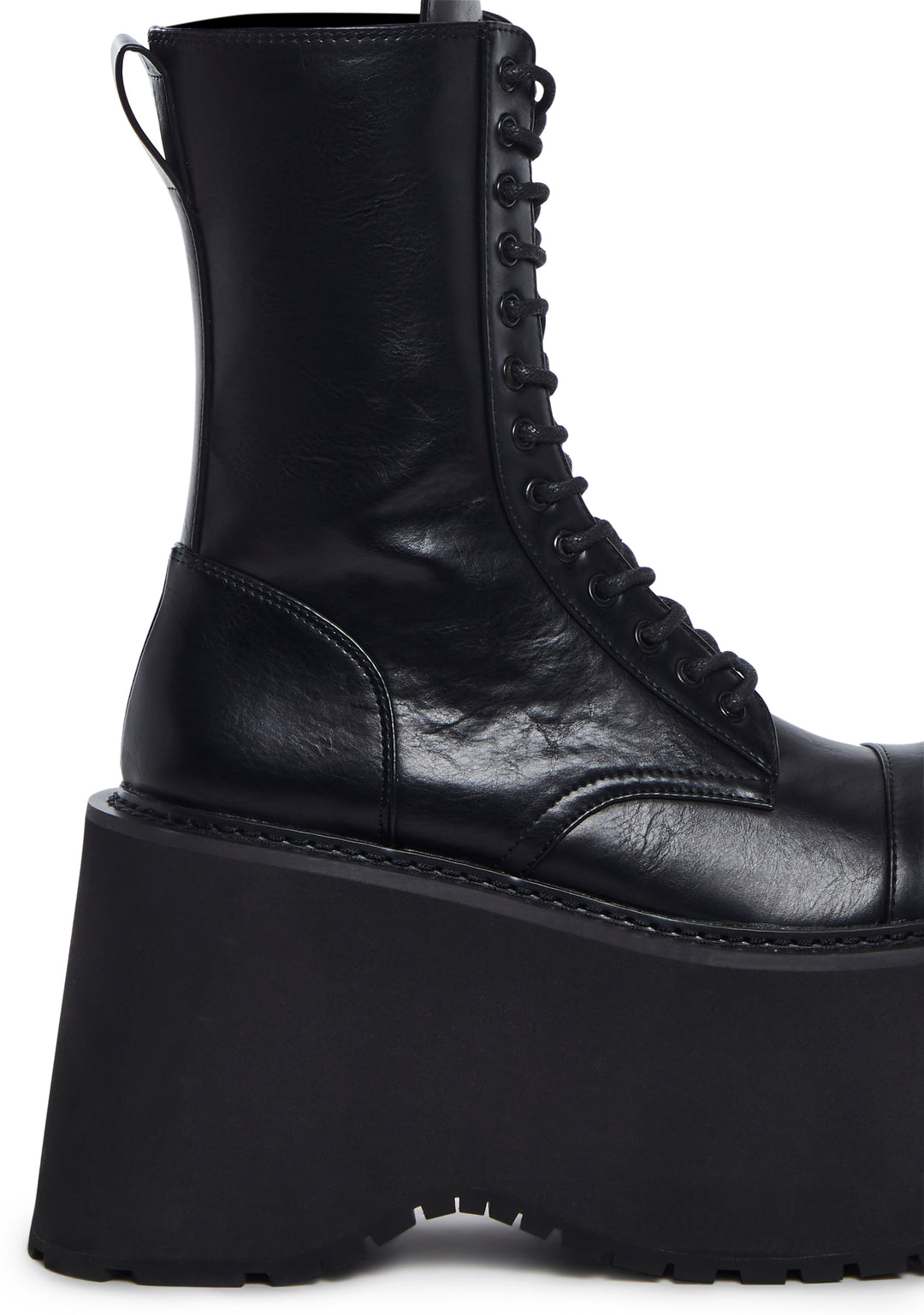 Current Mood Punk Treaded Platform Soles With Lace Up And Zipper Closures - Black - Image 2