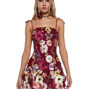 Regency 3D Floral Mesh Drop Waist Fit N' Flare Dress Sugar Thrillz - Multi