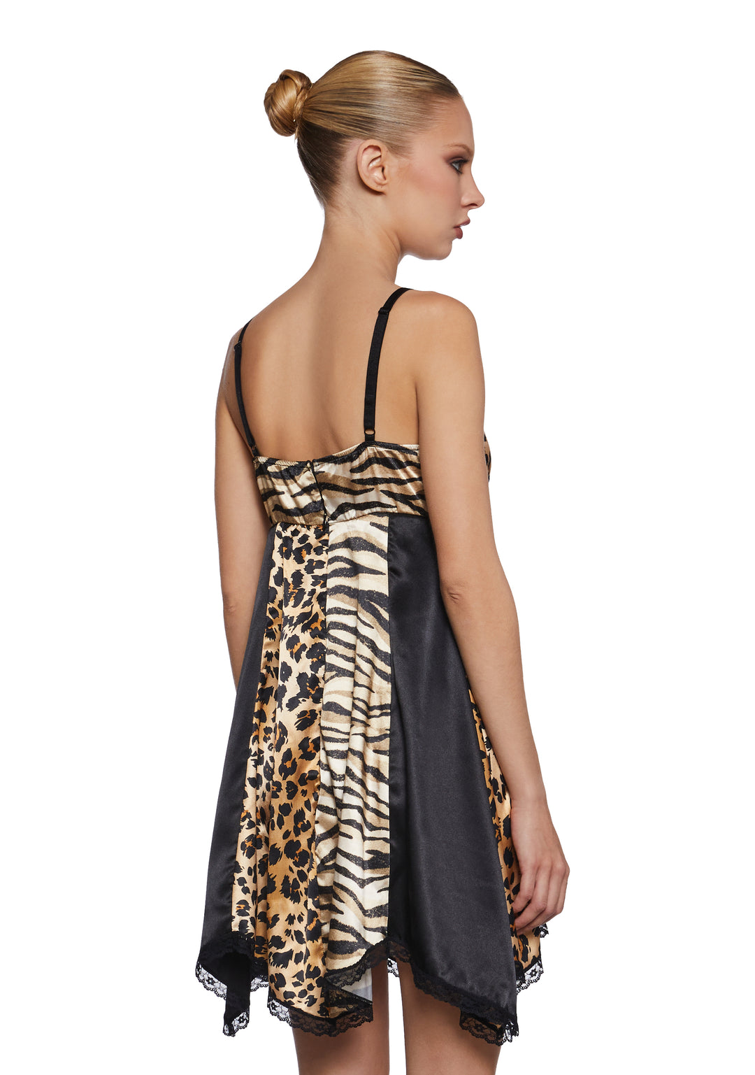 Animal Print Leopard Tiger Handkerchief Lace Mini Dress Current Mood - Multi - Image 6