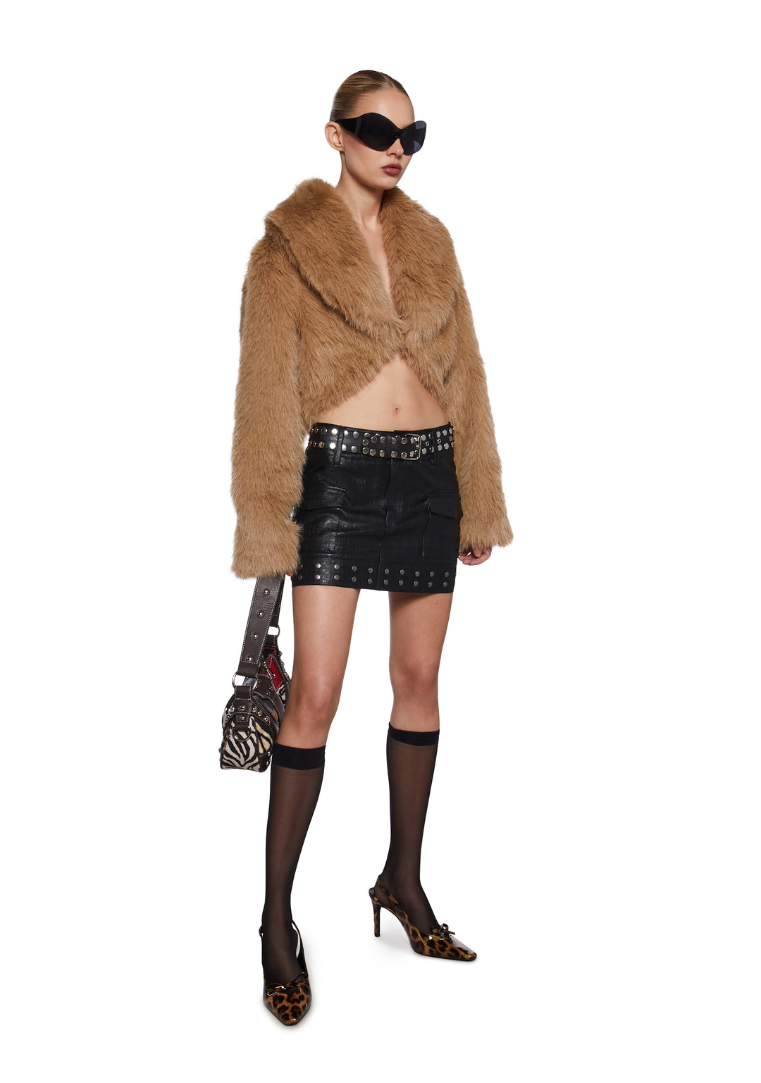 Womens Crocodile Mini Cargo Skirt Current Mood - Black - Image 2