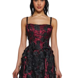 Satin Mesh 3D Floral Corset Dress Sugar Thrillz - Multi
