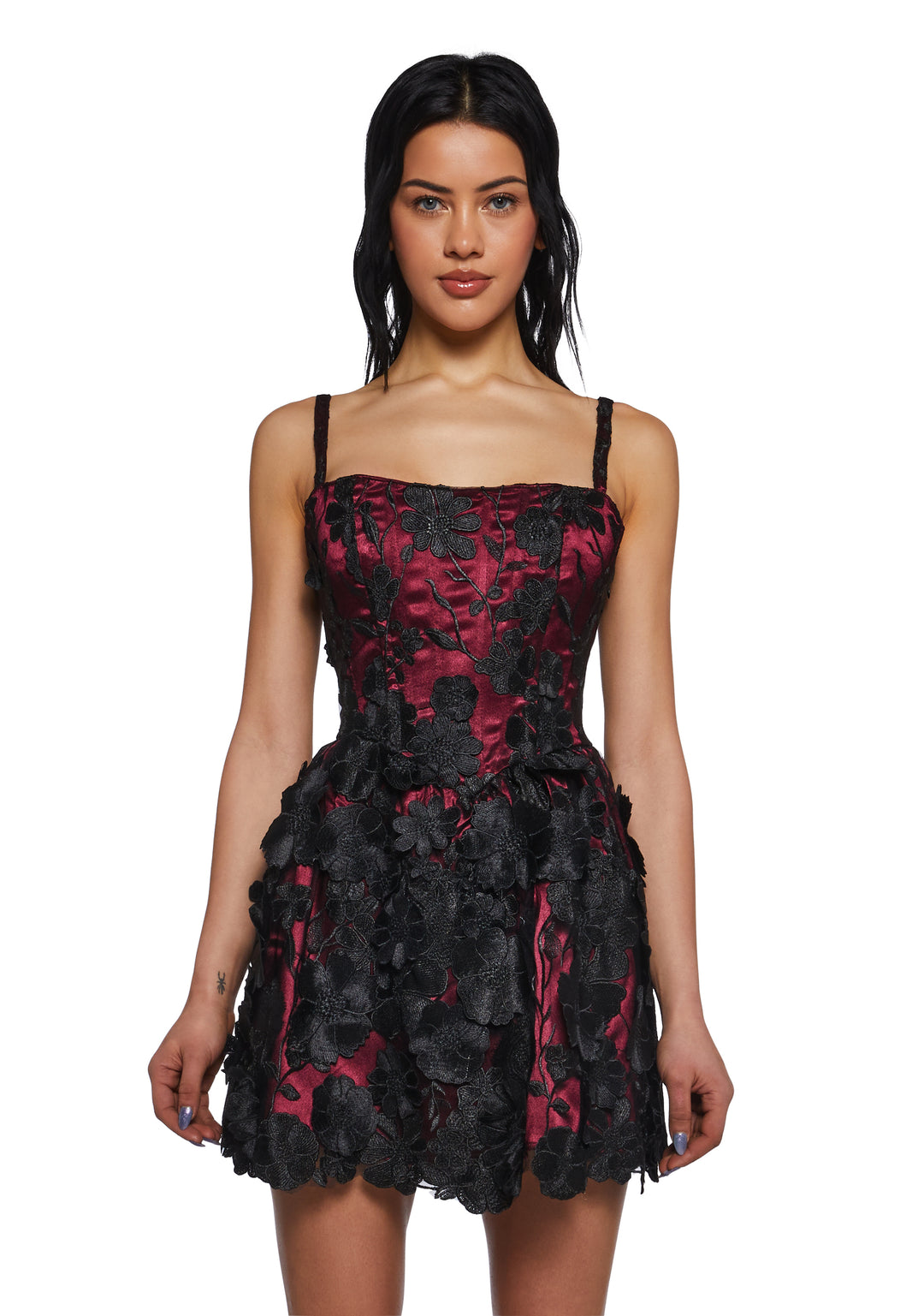 Satin Mesh 3D Floral Corset Dress Sugar Thrillz - Multi