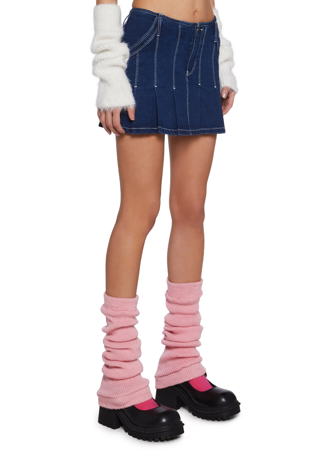 Womens Denim Pleated Skirt Delia's - Blue - Image 3