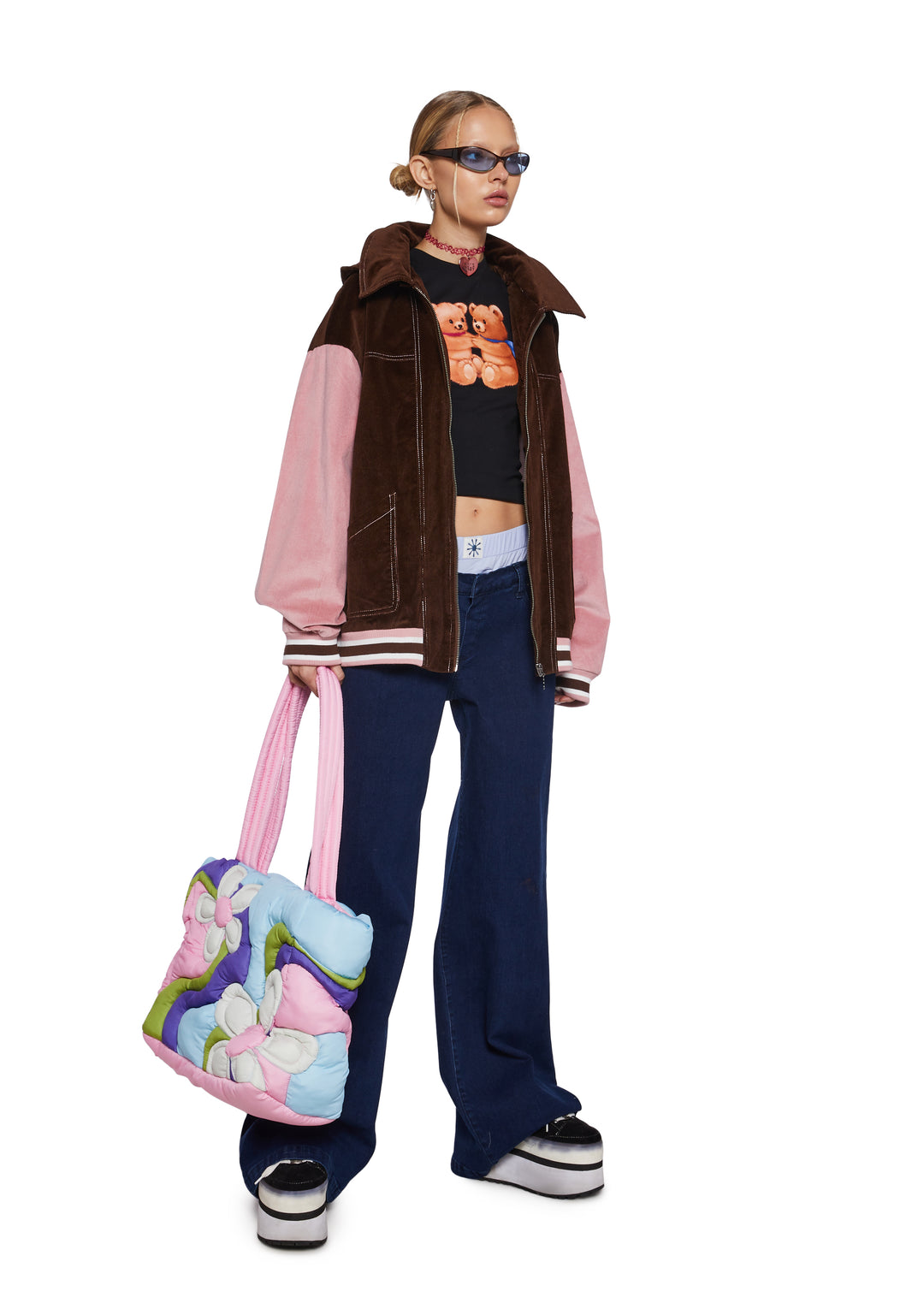 Denim Cotton Boxer Brief Waistband Wide Leg Jeans Delia's - Blue - Image 5