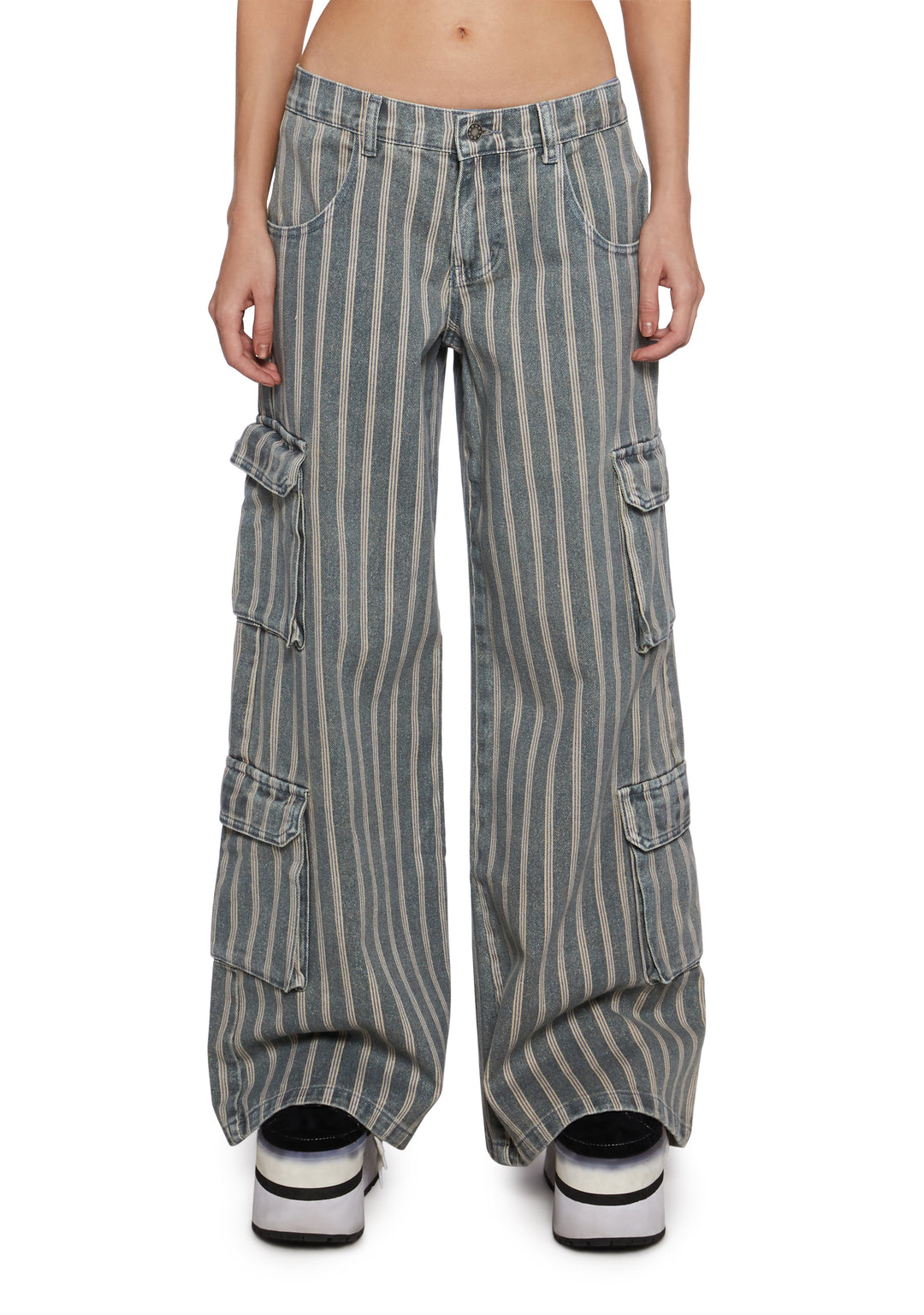 Womens Striped Twill Cargo Pants Delia's - Multi