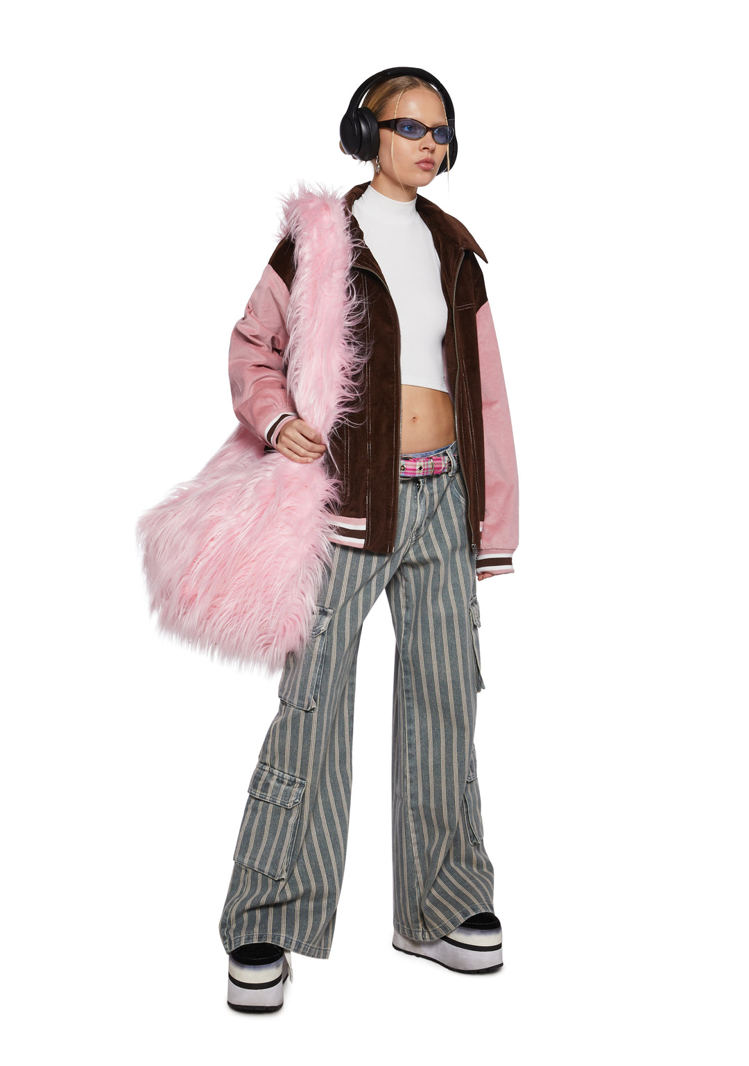 Womens Striped Twill Cargo Pants Delia's - Multi - Image 2