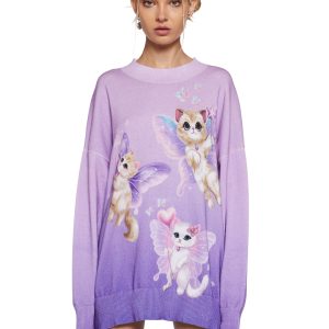 Womens Cat Kitten Fairy Ombre Knit Sweater Delia's - Multi