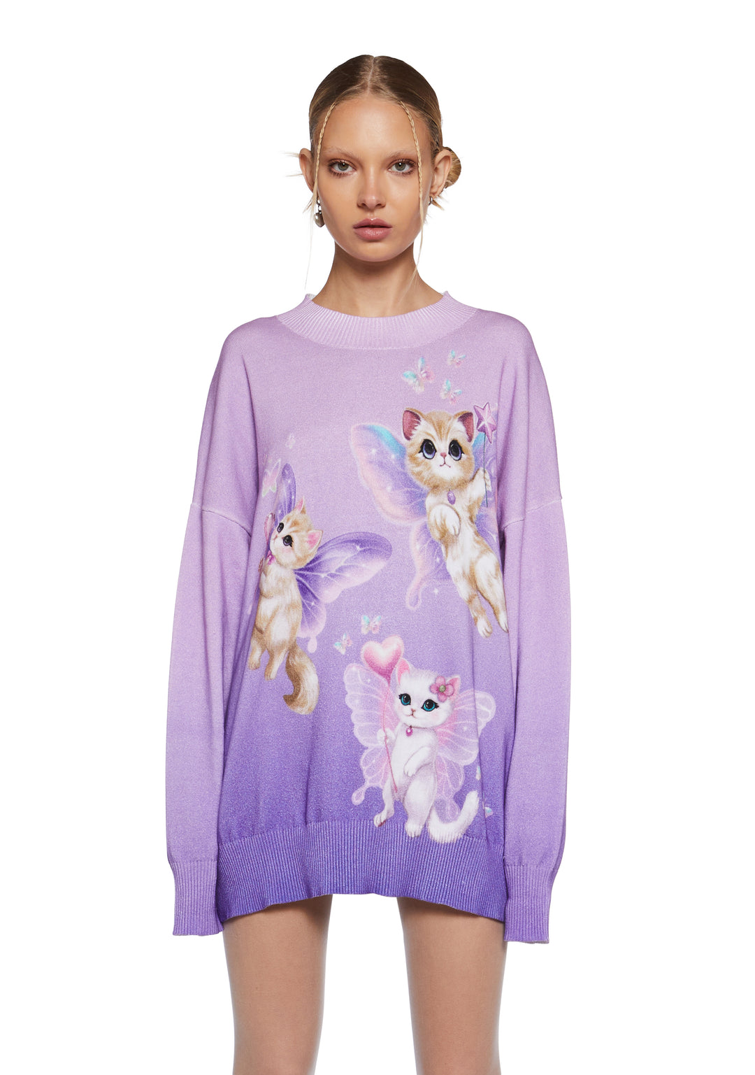 Womens Cat Kitten Fairy Ombre Knit Sweater Delia's - Multi