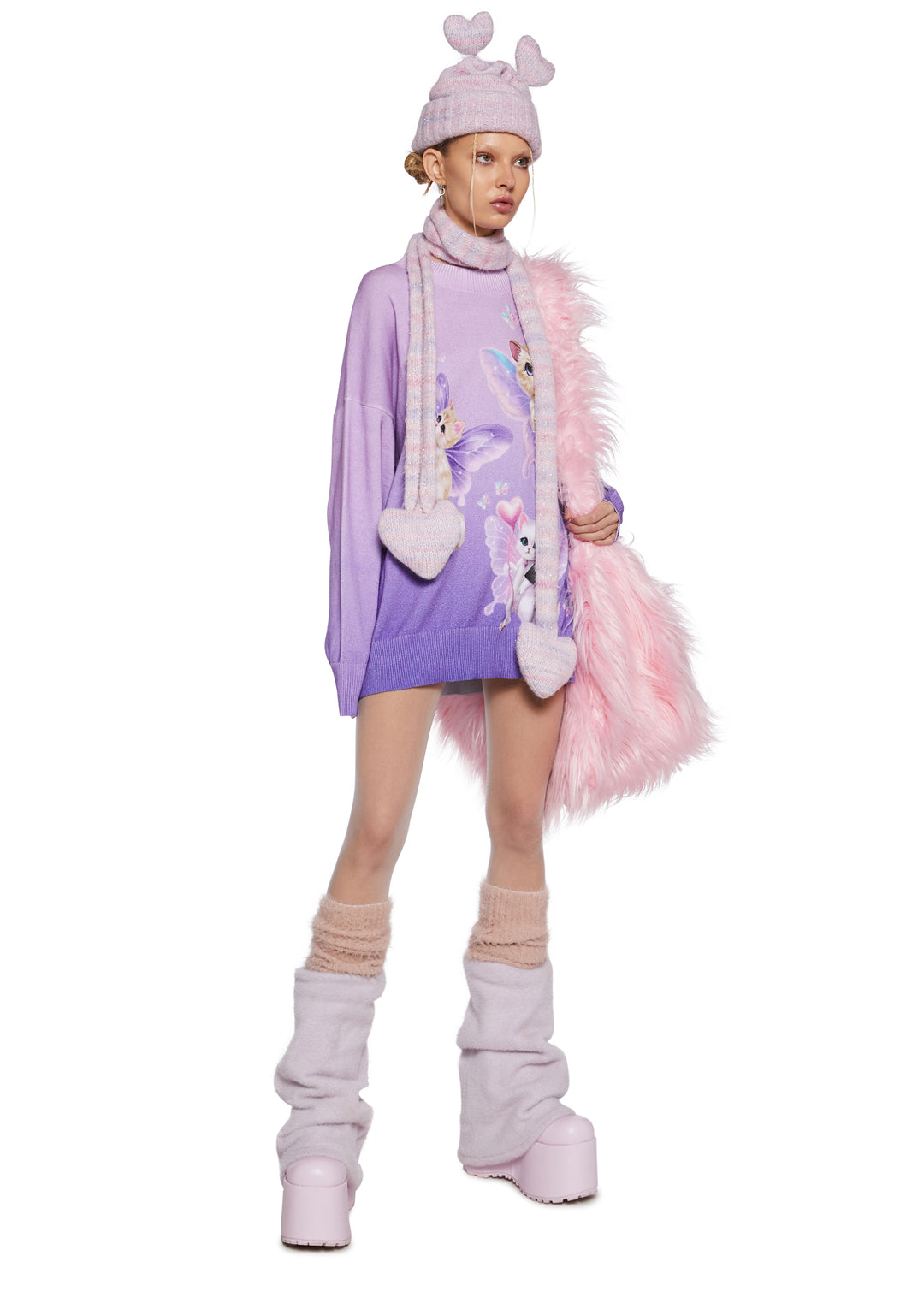 Womens Cat Kitten Fairy Ombre Knit Sweater Delia's - Multi - Image 5