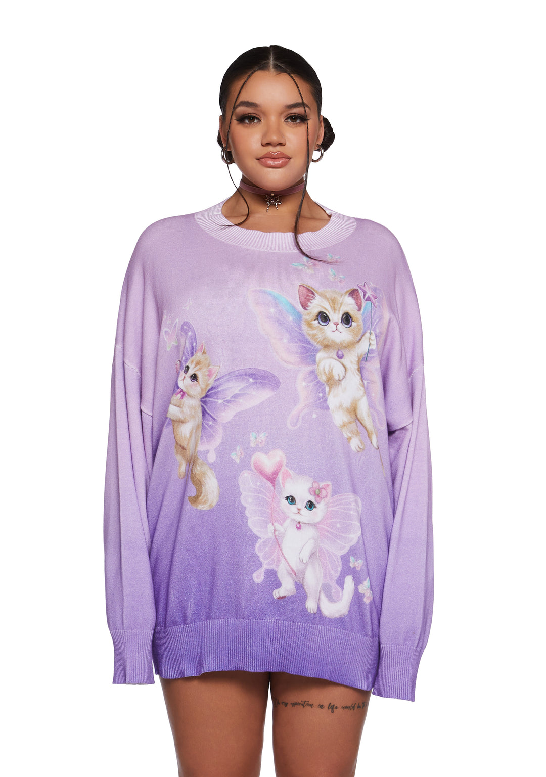 Womens Cat Kitten Fairy Ombre Knit Sweater Delia's - Multi - Image 2