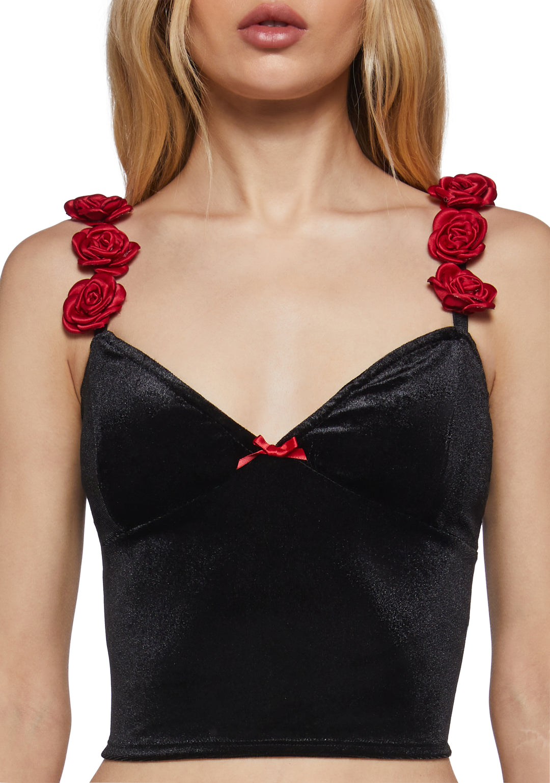 Stretchy Velour Rose Corset Top Sugar Thrillz - Multi - Image 5