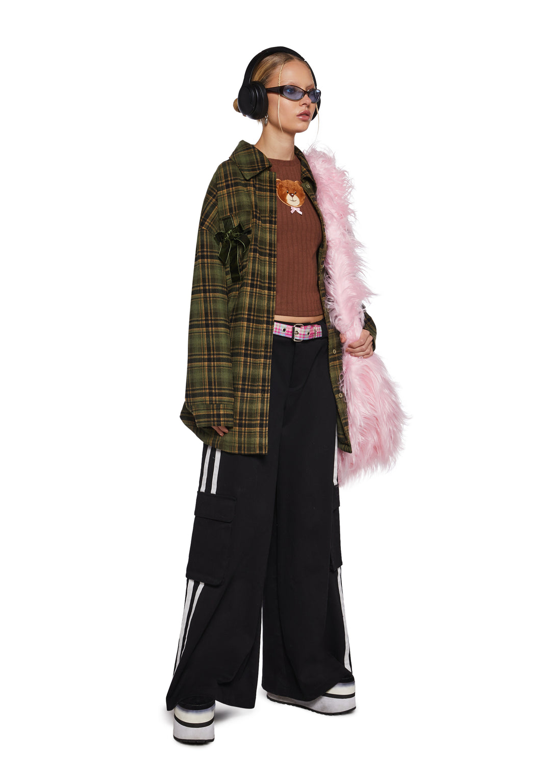 Stretchy Ribbed Knit Faux Fur Teddy Bear Long Sleeve Top Delia's - Brown - Image 3