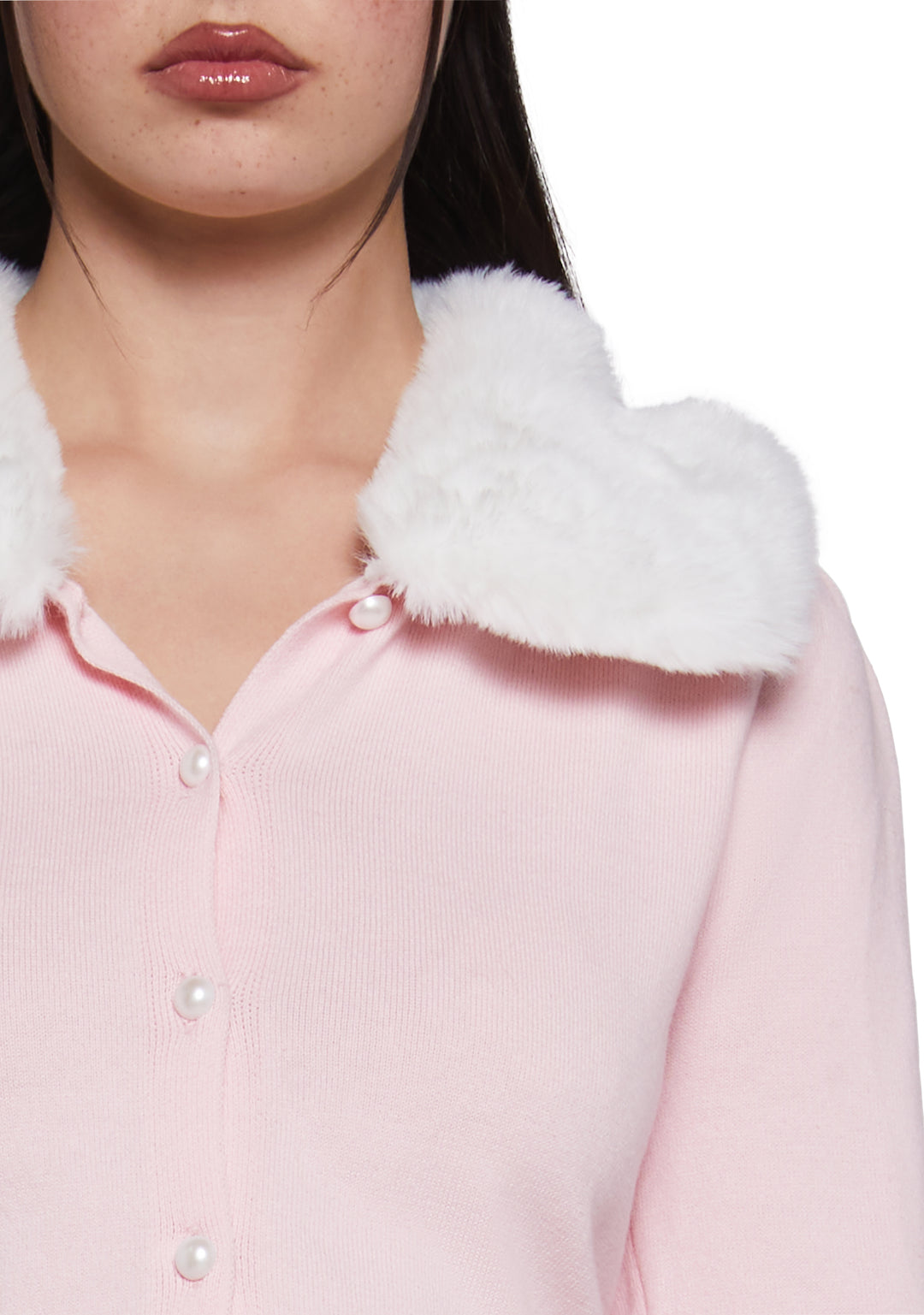 Womens Knit Ribbed Cardigan With Pearl Buttons Sugar Thrillz - Pink - Image 5