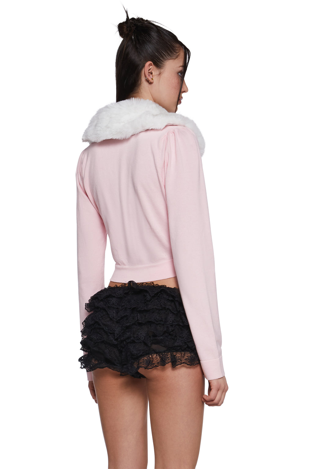 Womens Knit Ribbed Cardigan With Pearl Buttons Sugar Thrillz - Pink - Image 4