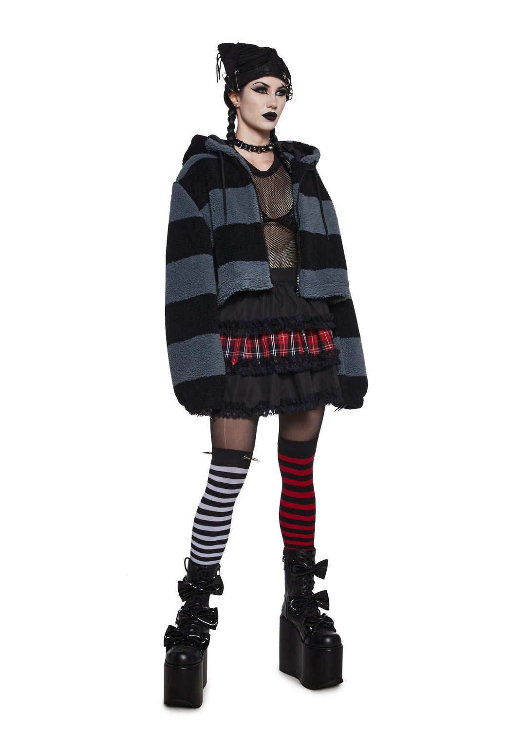 The Grave Girls Layered Twill Lace Patchwork Plaid Mini Skirt - Plaid - Image 2