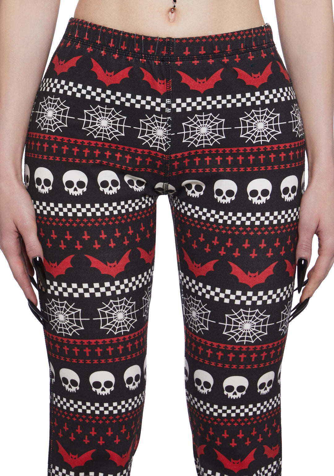 The Grave Girls Womens Sexy Skull Web Bat Printed Leggings - Multi - Image 5