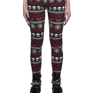 The Grave Girls Womens Sexy Skull Web Bat Printed Leggings - Multi