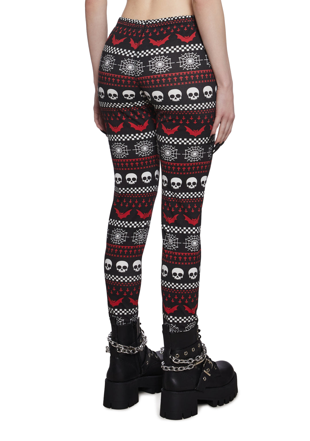 The Grave Girls Womens Sexy Skull Web Bat Printed Leggings - Multi - Image 4