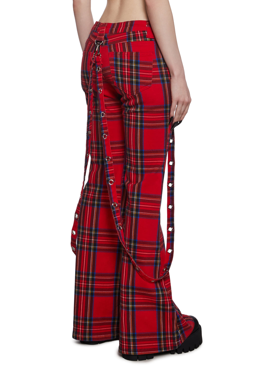 The Grave Girls Low Rise Skinny Flared Plaid Twill Cargo Pants With Patches - Multi - Image 4