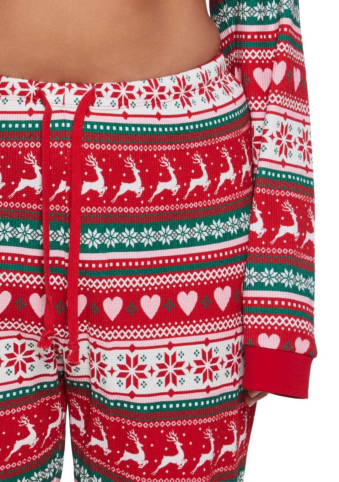 Waffle Knit Holiday Reindeer Hearts Snowflakes Print Intarsia Lounge Pants - Multi - Image 11