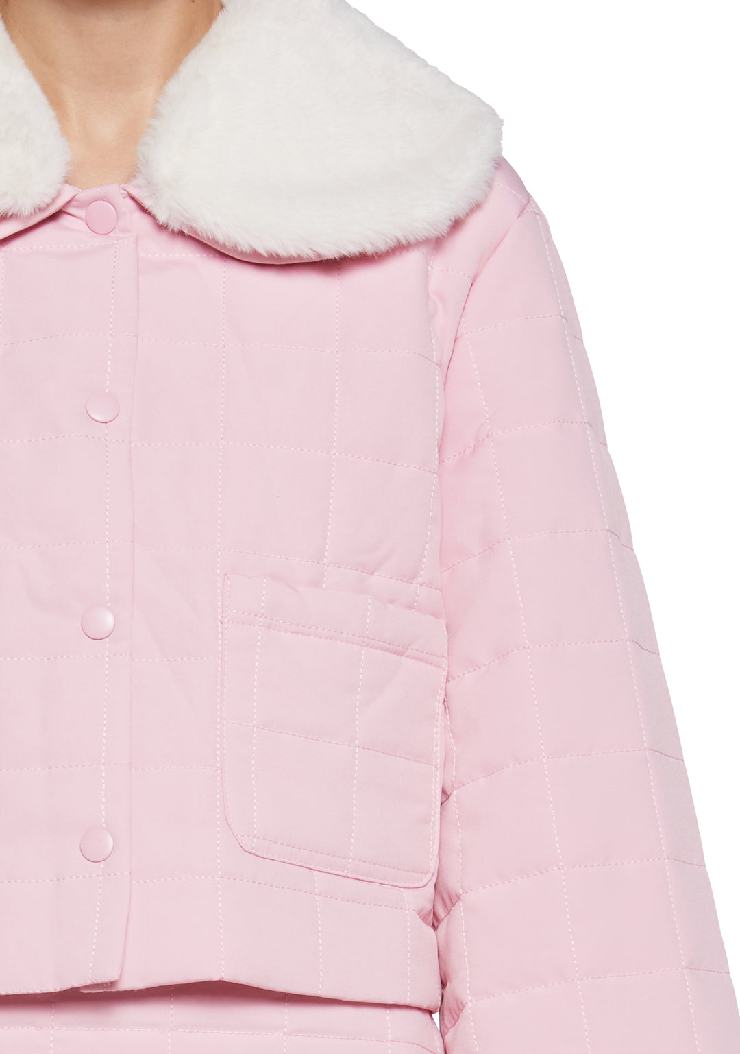 Womens Quilted Cropped Jacket Sugar Thrillz - Pink - Image 5