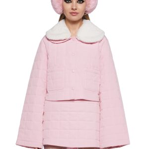 Womens Quilted Cropped Jacket Sugar Thrillz - Pink
