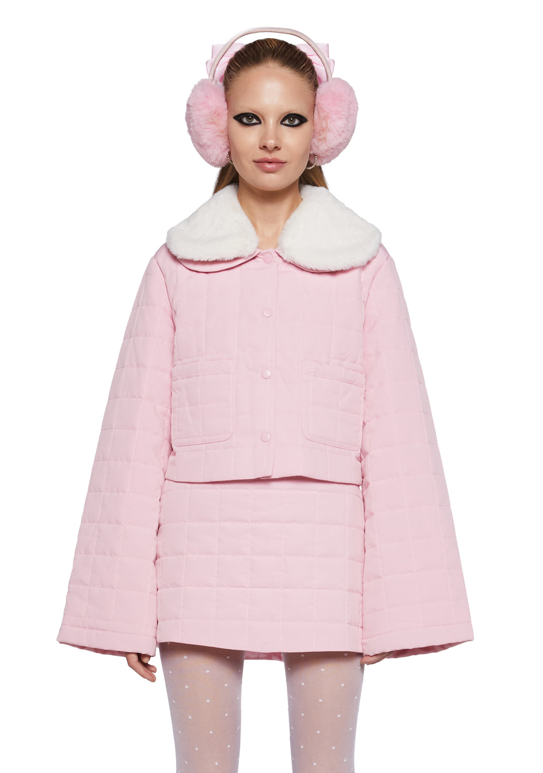 Womens Quilted Cropped Jacket Sugar Thrillz - Pink