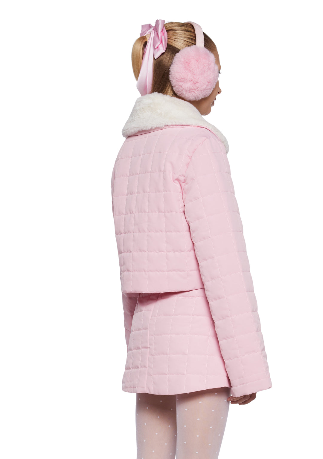 Womens Quilted Cropped Jacket Sugar Thrillz - Pink - Image 4