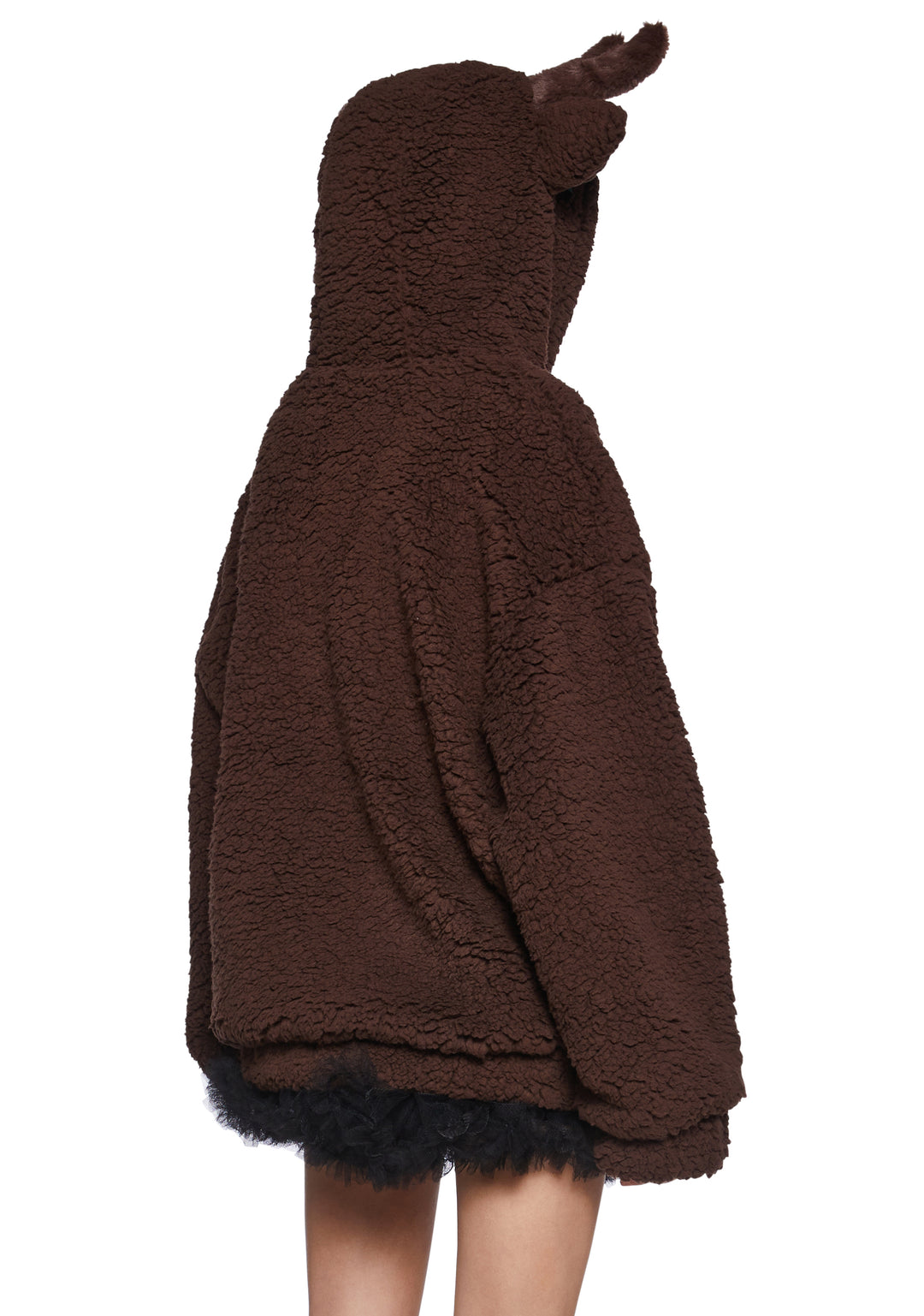 Oversized Reindeer Sherpa Hoodie Sugar Thrillz - Brown - Image 4