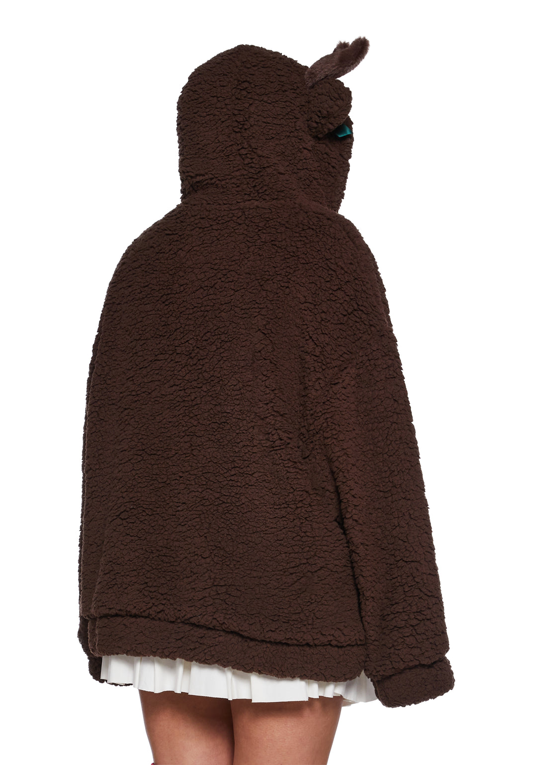 Oversized Reindeer Sherpa Hoodie Sugar Thrillz - Brown - Image 8