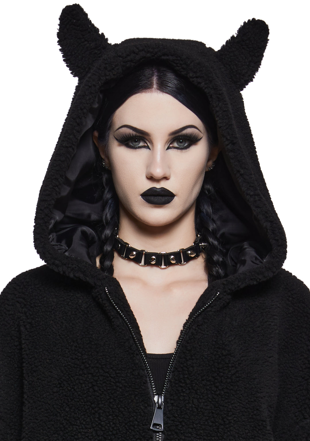 Flame Hooded Sherpa Jacket With Horns The Grave Girls - Multi - Image 5