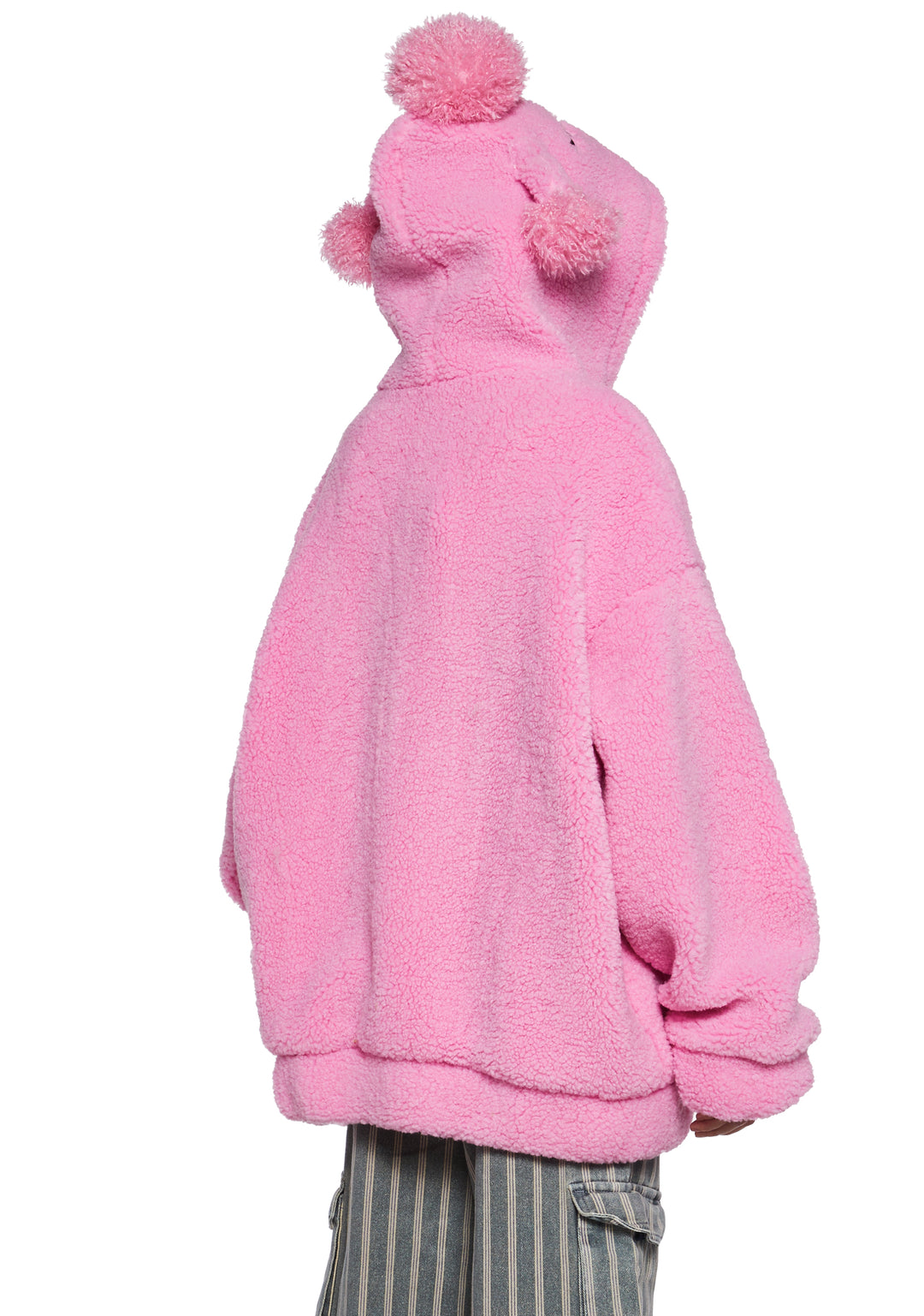 Poodle Fuzzy Faux Fur Sherpa Hooded Jacket Delia's - Pink - Image 4