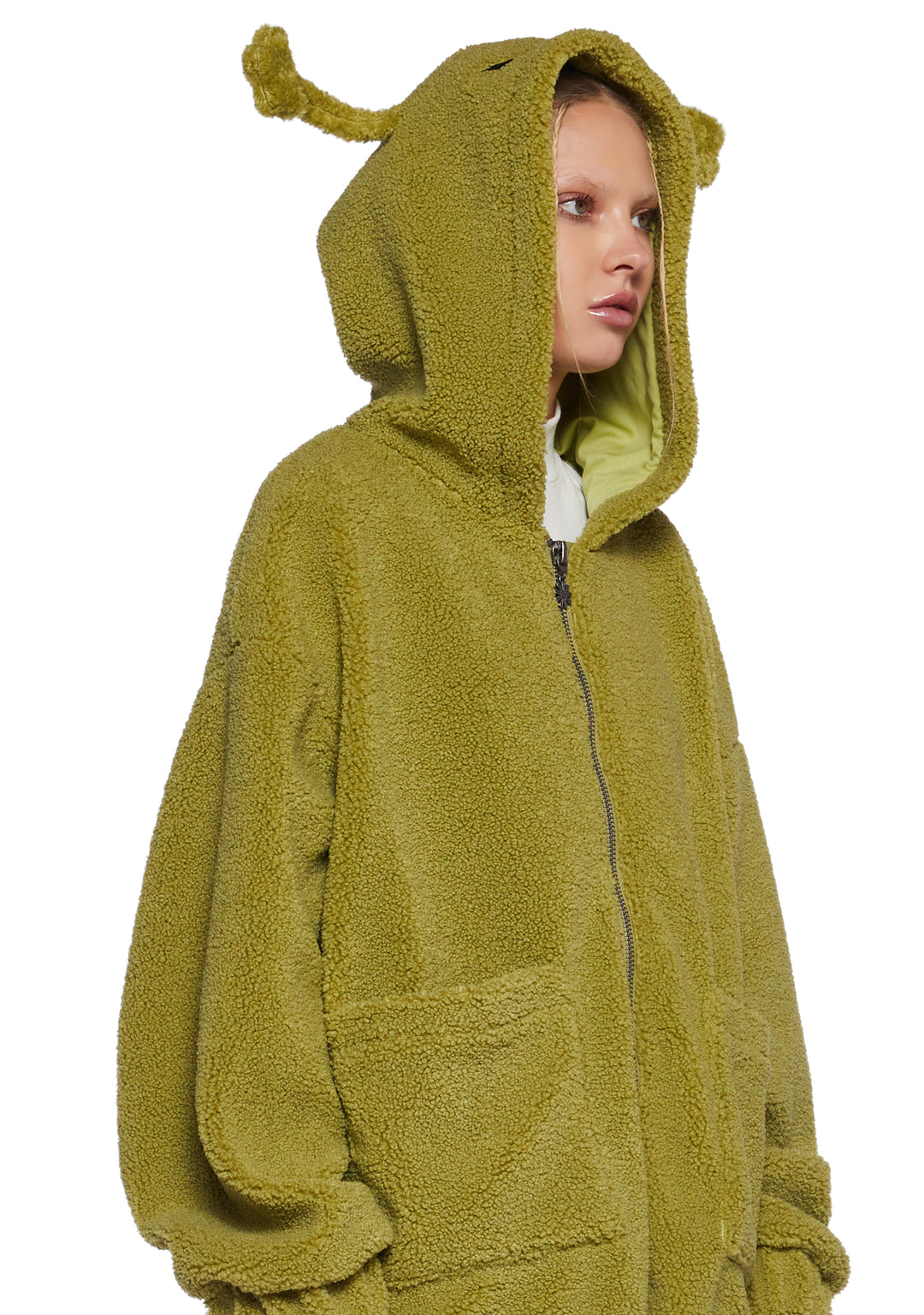 Alien Antenna Hooded Sherpa Jacket Delia's - Green - Image 5
