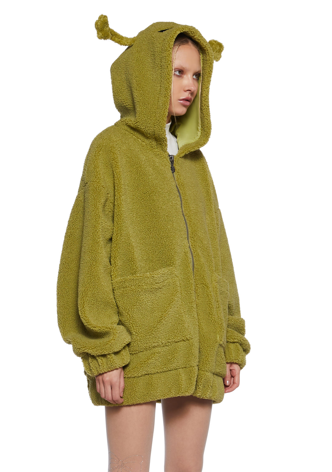 Alien Antenna Hooded Sherpa Jacket Delia's - Green - Image 3