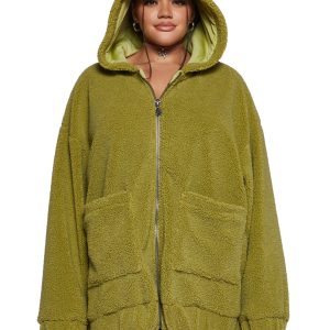 Alien Antenna Hooded Sherpa Jacket Delia's - Green