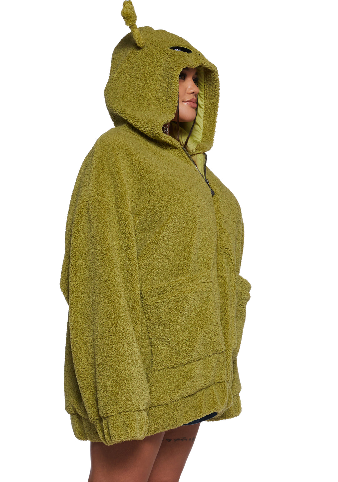 Alien Antenna Hooded Sherpa Jacket Delia's - Green - Image 7
