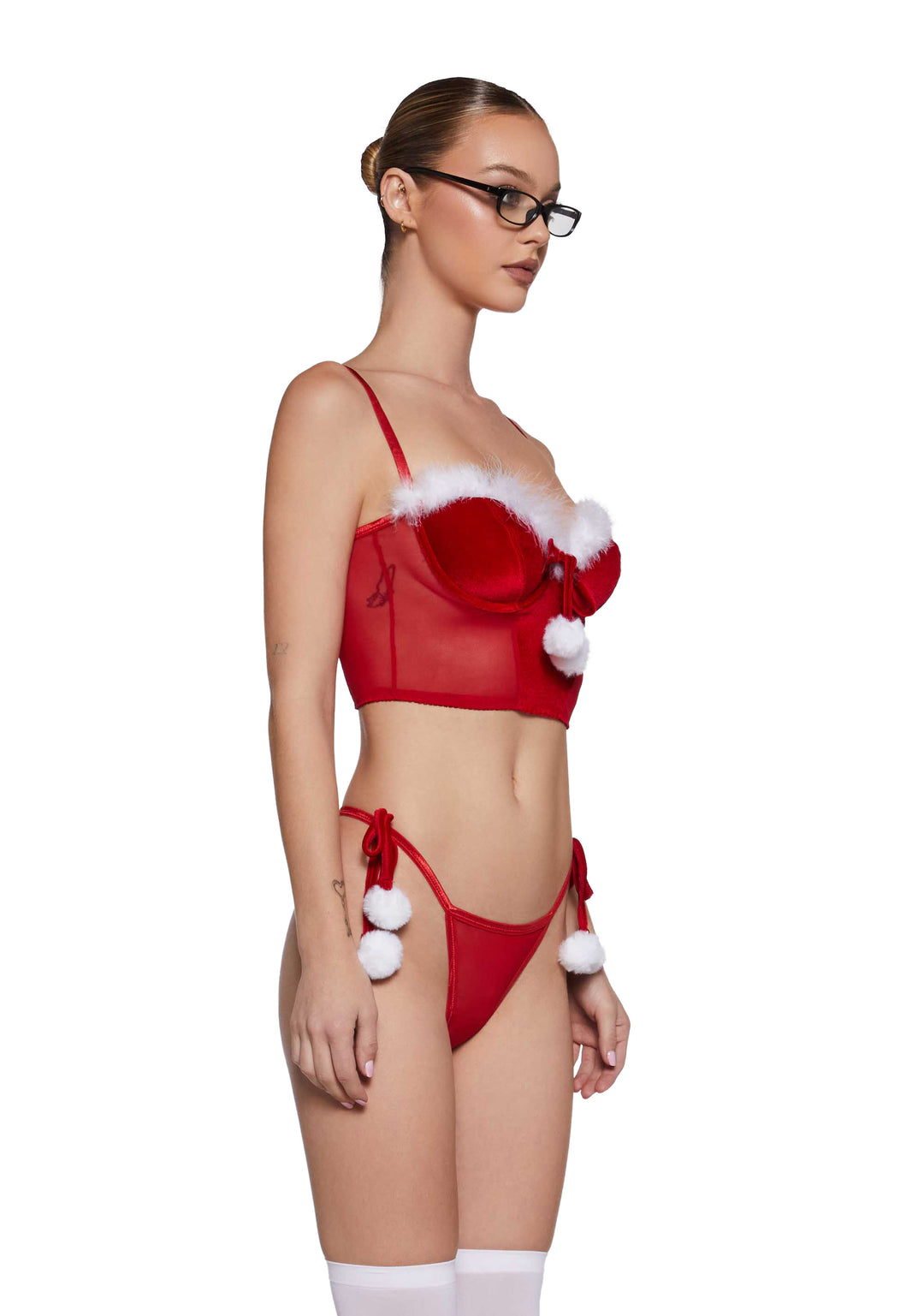 Womens Sexy Corset Bra Top And Thong Set Christmas Sugar Thrillz - Red - Image 3