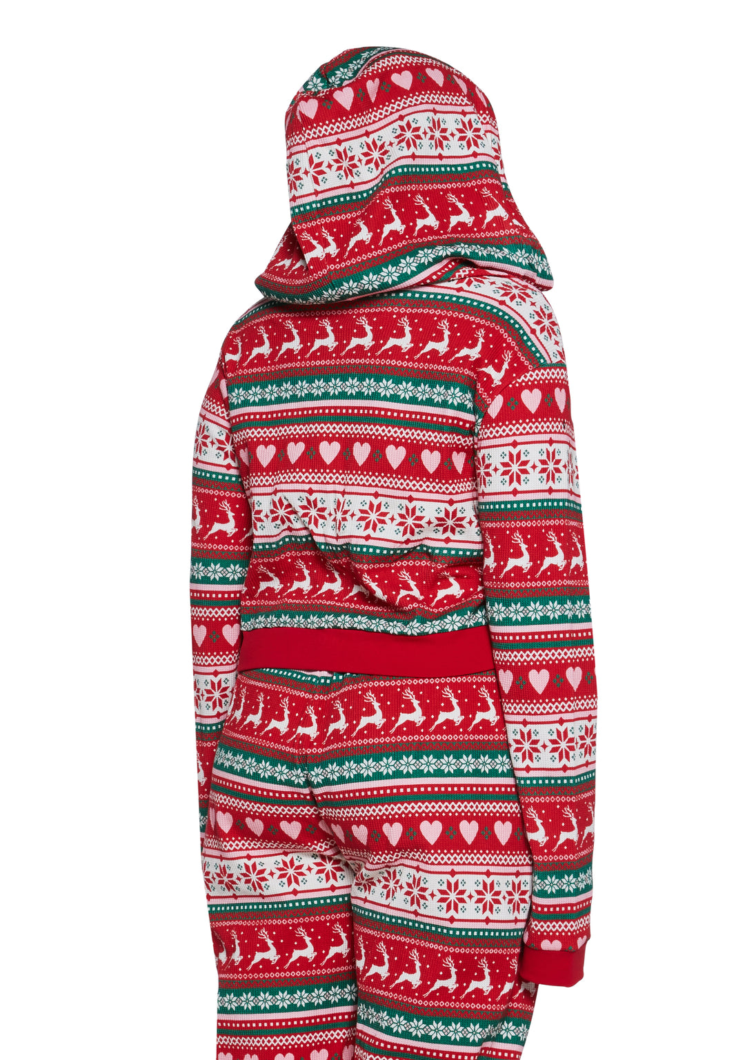 Waffle Knit Reindeer Snowflake Heart Holiday Print Intarsia Zip-Up Hoodie Sugar Thrillz - Multi - Image 9