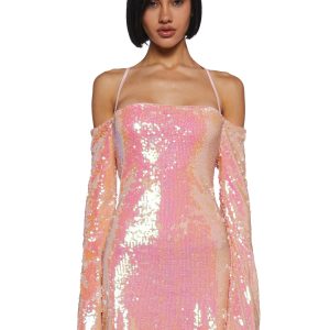 Womens Sexy Sequined Mini Criss Cross Dress Club Exx - Off White