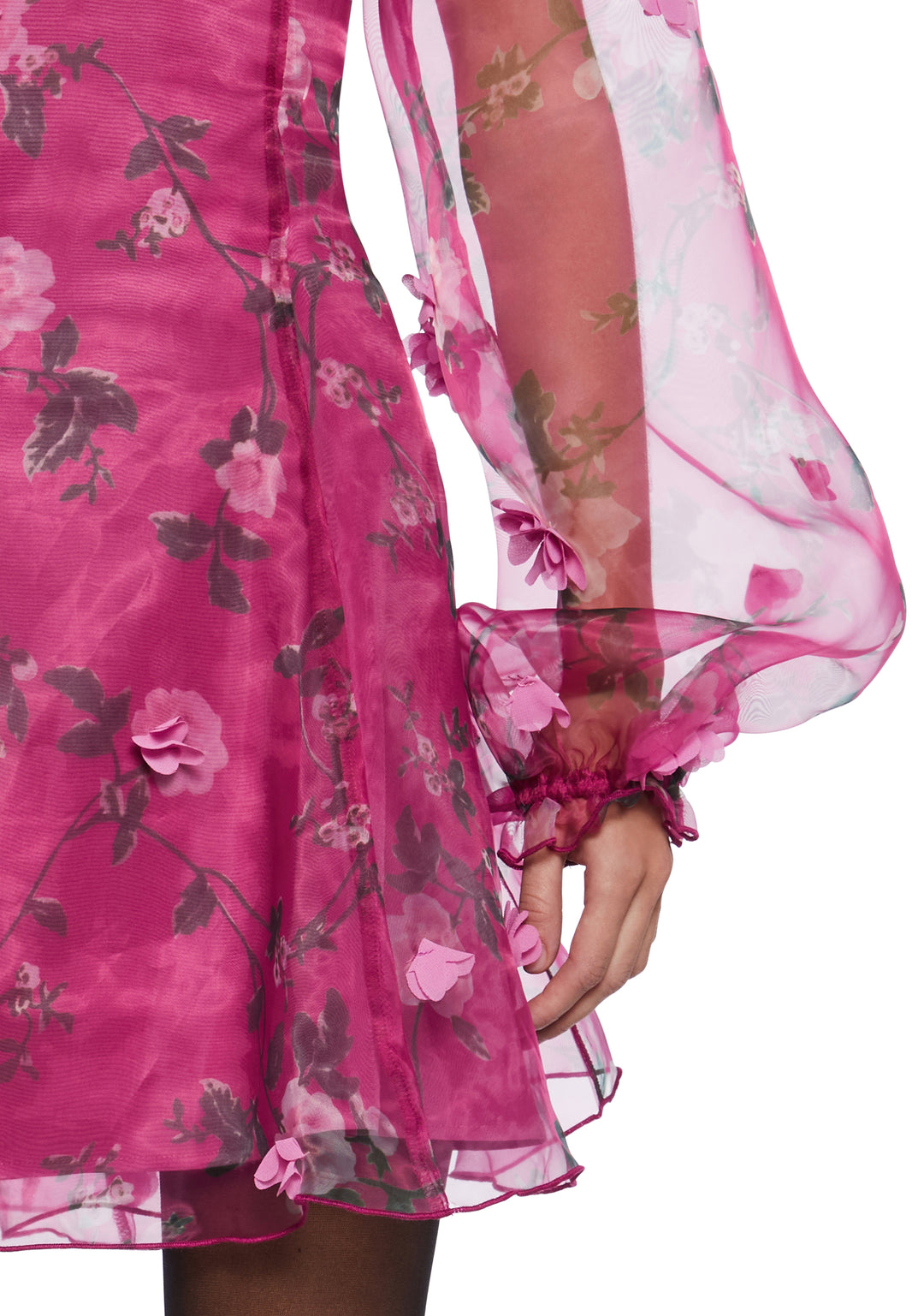 Girly Regencycore 3D Floral Applique Mini Dress Sugar Thrillz - Pink - Image 5