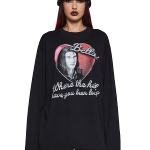 Dolls Kill x Twilight Bella Where You Been Loca Jacob Graphic Long Sleeve Tee - Black