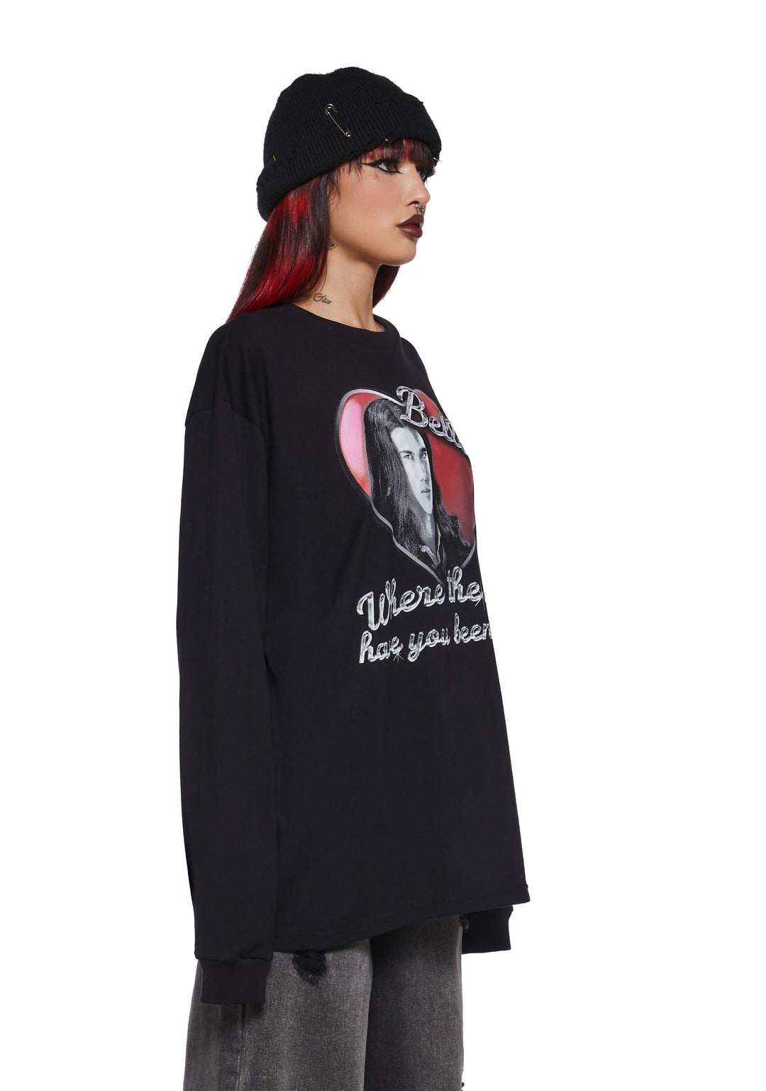 Dolls Kill x Twilight Bella Where You Been Loca Jacob Graphic Long Sleeve Tee - Black - Image 3