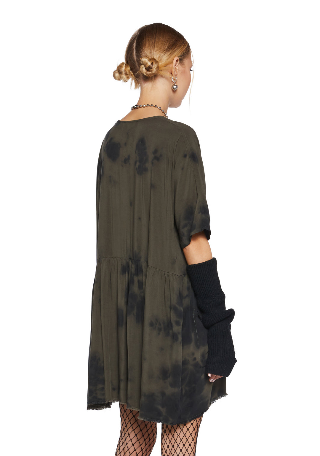 Womens Sexy Tie Dye Babydoll Dress Current Mood - Green - Image 4